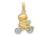 14K Yellow Gold Polished Boy On Bicycle Charm Pendant (NO Chain)